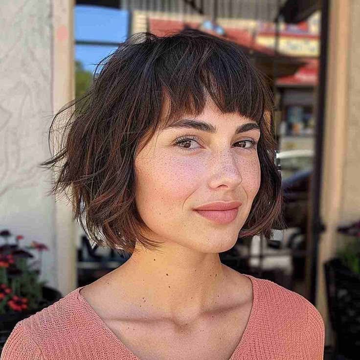 A Choppy Bob at the Chin Length with Micro Bangs