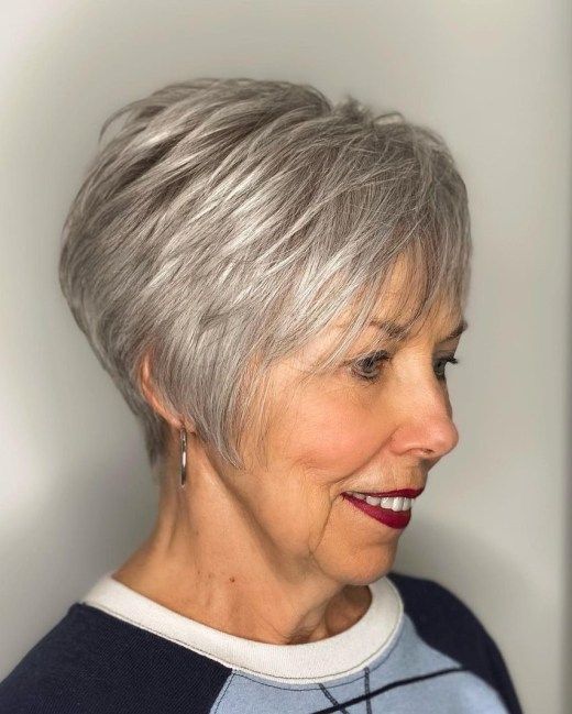 Choppy Silver Lob with Bangs