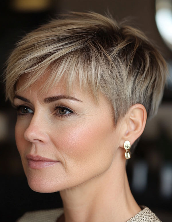 Pixie cut with wispy layers
