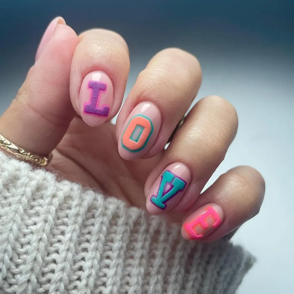 Varsity Letter Vibes nails