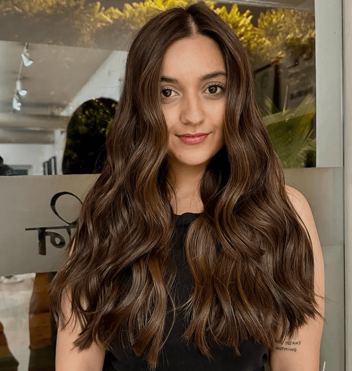 Brown Hair with Warm Caramel Ends in Espresso