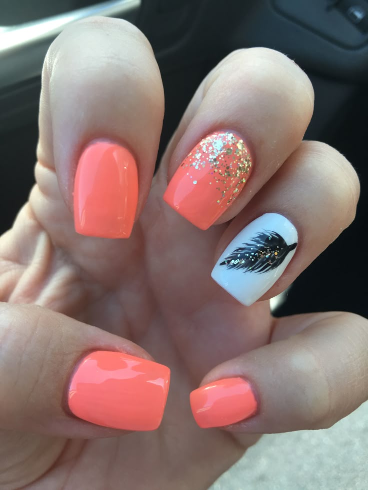 Coral and Gold Accents