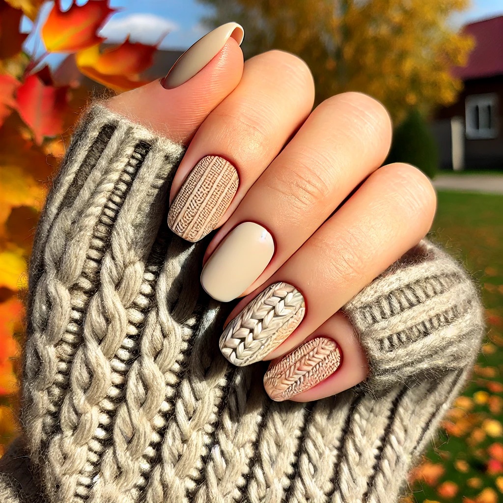 Cozy Sweater Texture nails