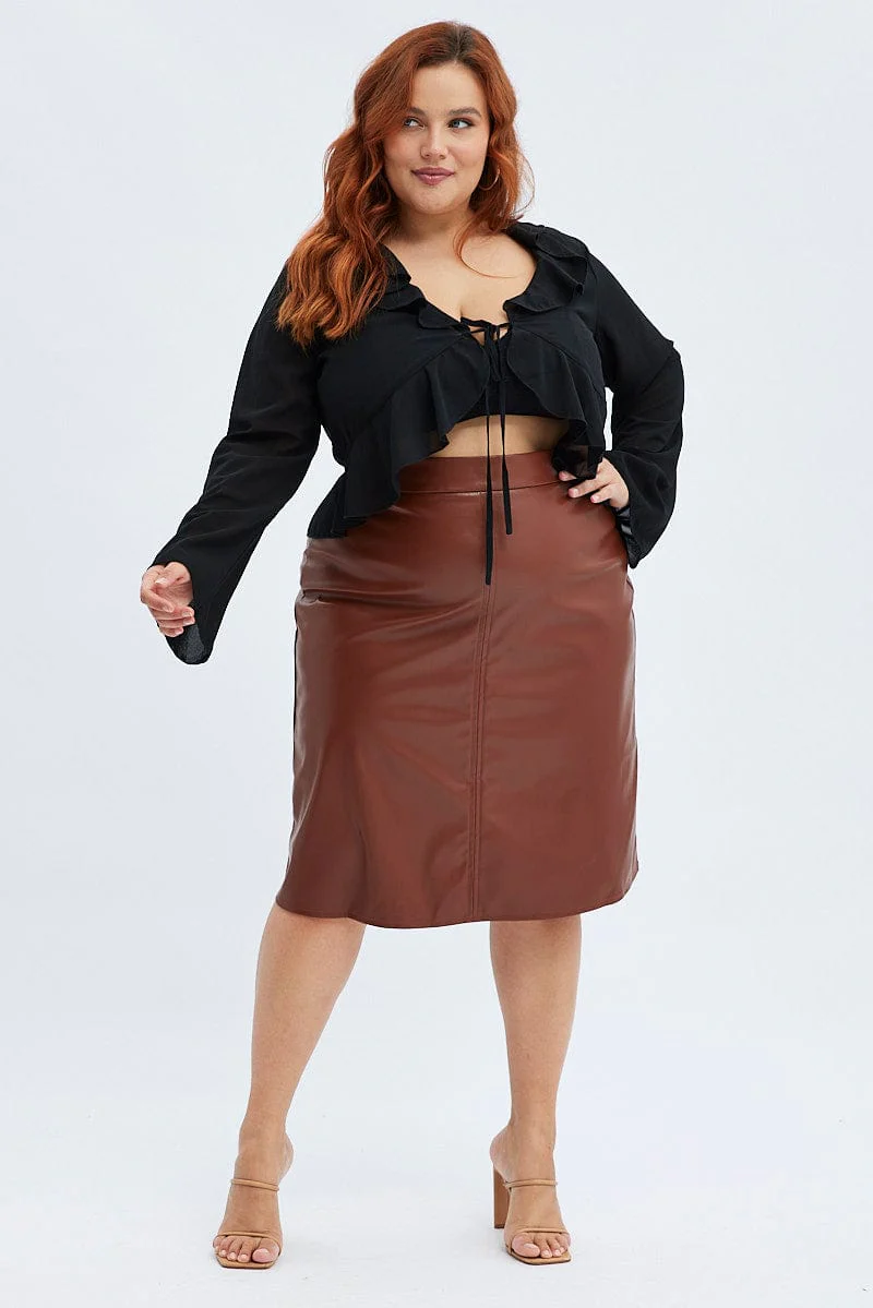 Faux Leather Jacket + Midi Skirt