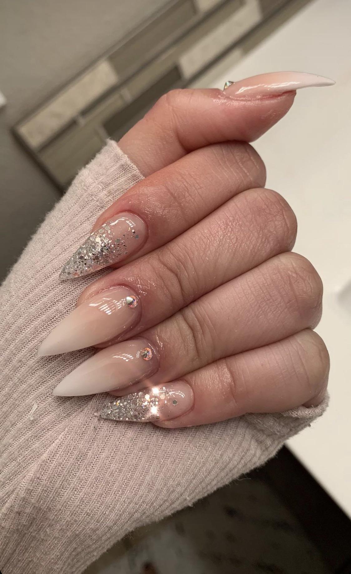Glitter Ombre stiletto nails