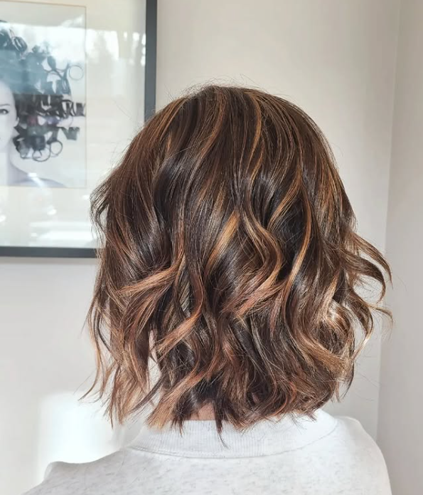Golden Caramel Accents on Short Hair