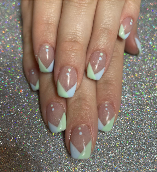 french tip with color blocking