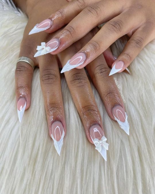 french tip stiletto nails