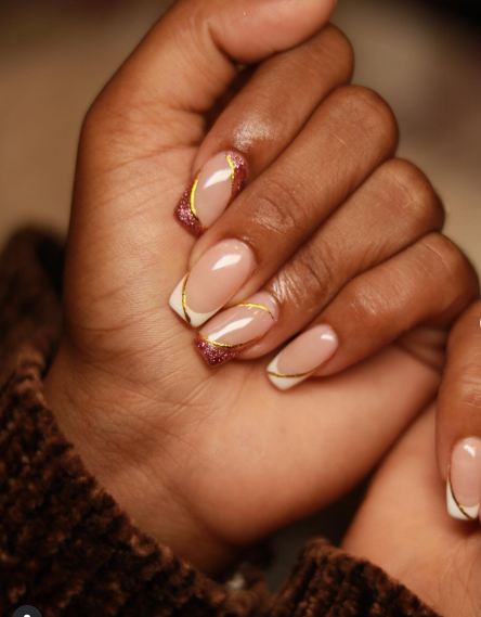 french tips with gold foil