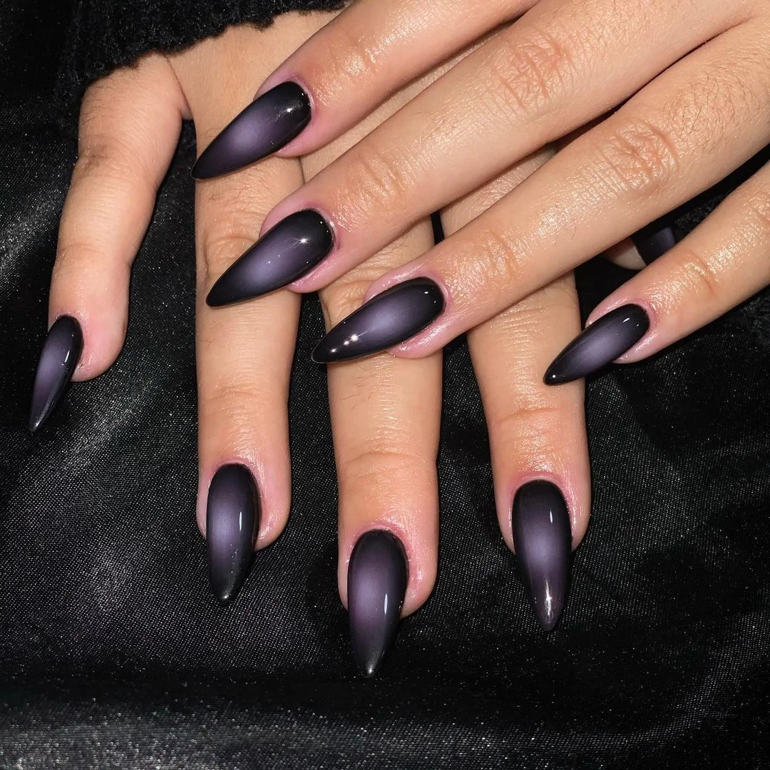 smoky aura stiletto nails