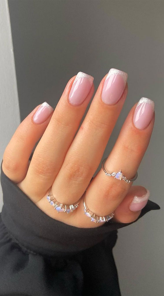 Barely-there glitter nails