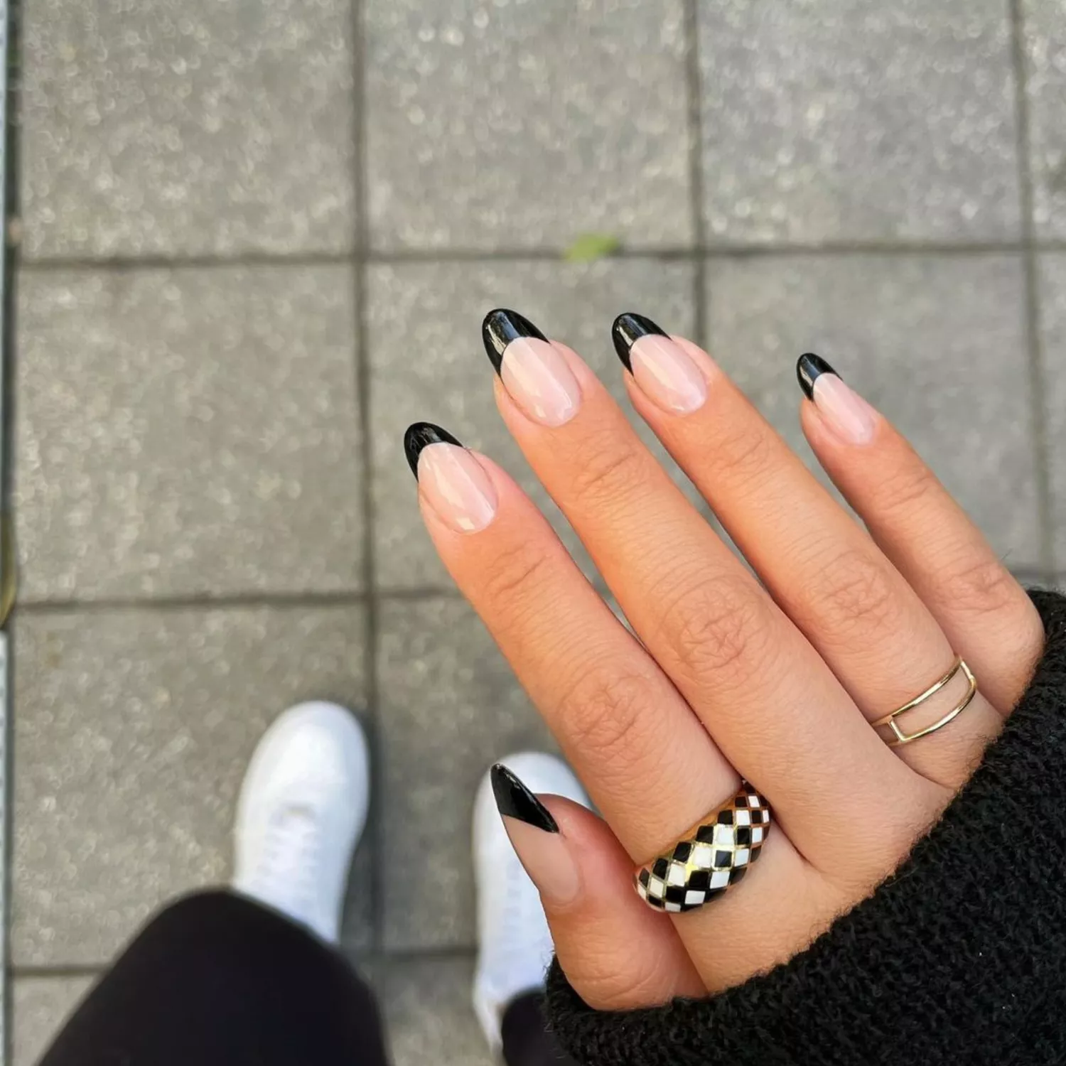 Black French Tips  winter nails