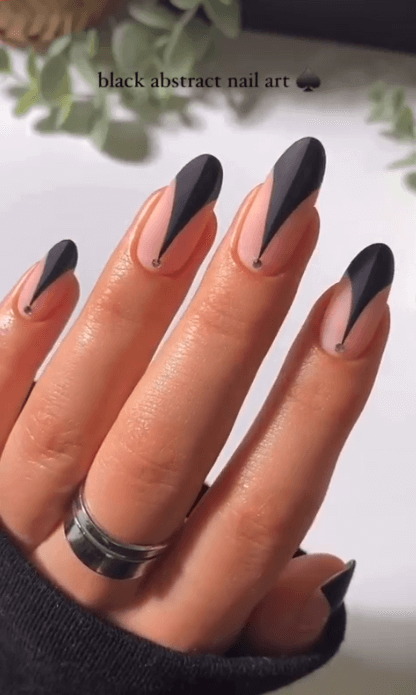 Black with Abstract Art nail