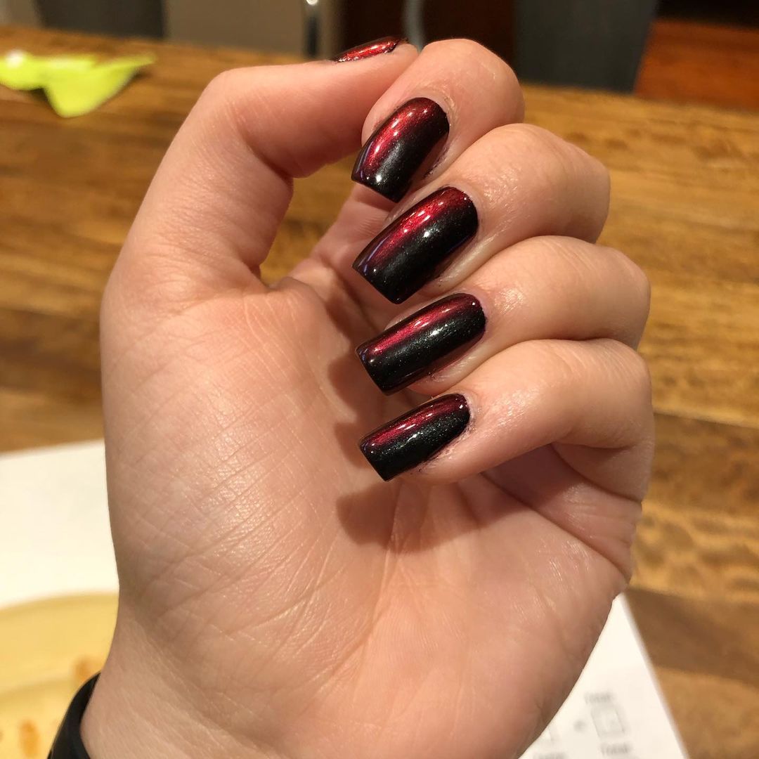 Black with Red Accents nails