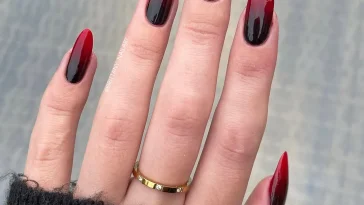 Dark Cherry Red Nails