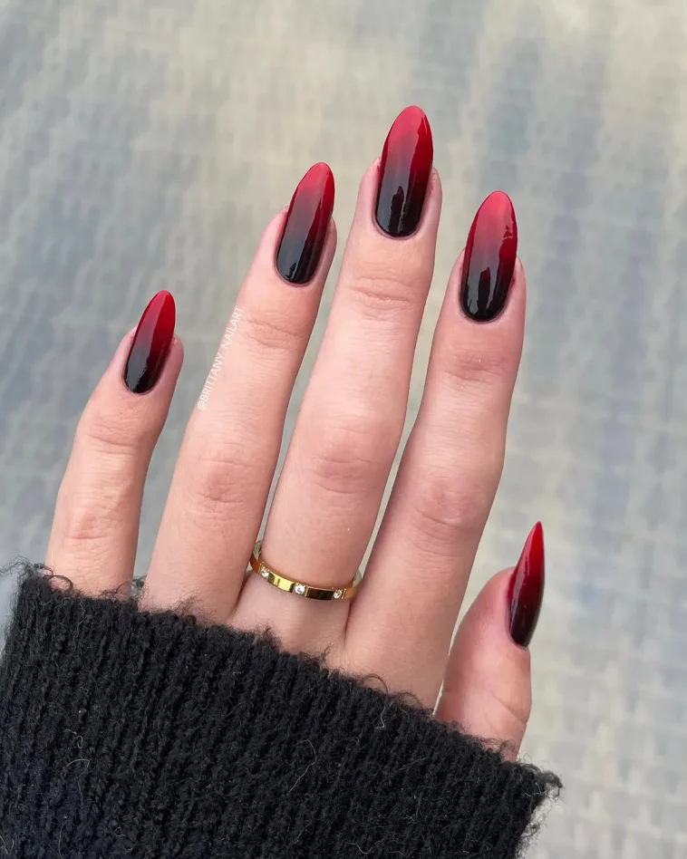 Dark Cherry Red Nails