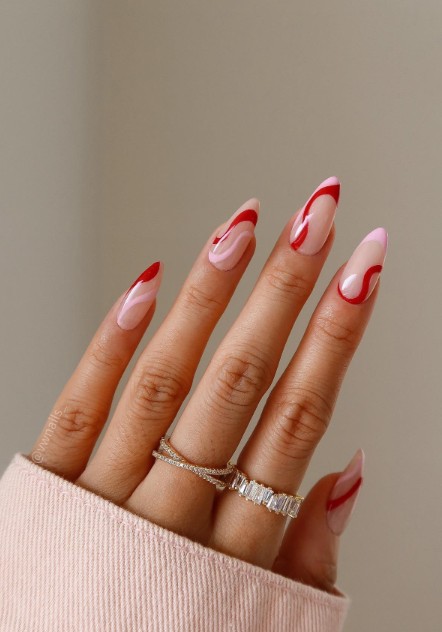 Abstract Holiday Swirls nails