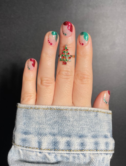 Negative Space Christmas nails