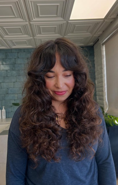 Air-Dried Curtain Bangs for Natural Texture