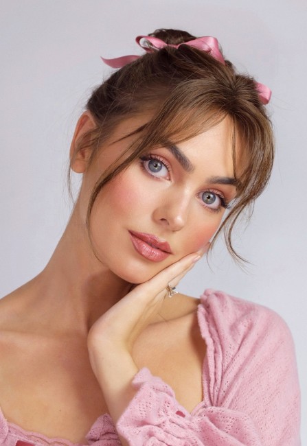 Curtain Bangs Styled with a Headband