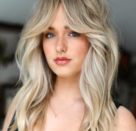 Curtain Bangs with Platinum Blonde Hair