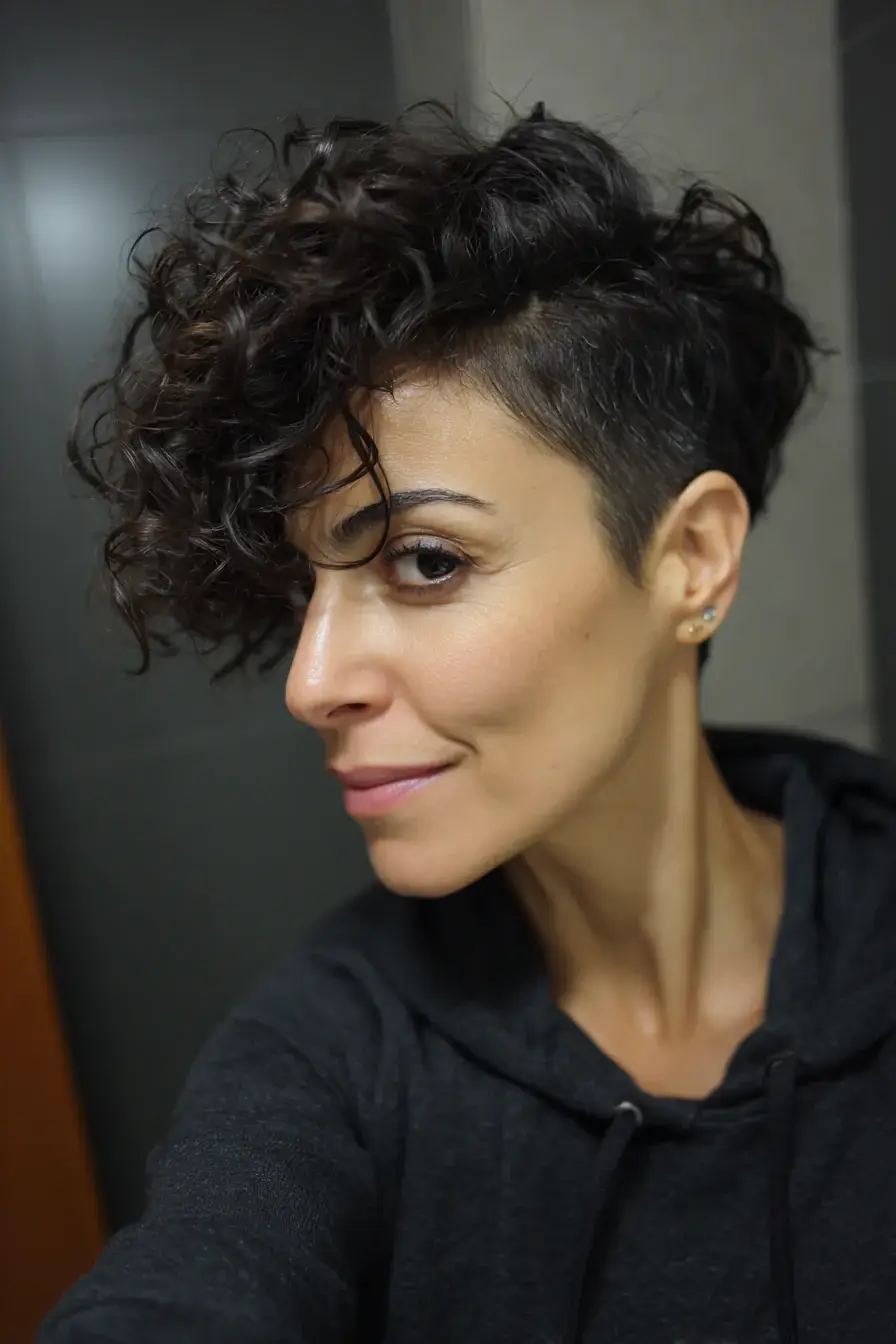 Asymmetrical Curly Bob