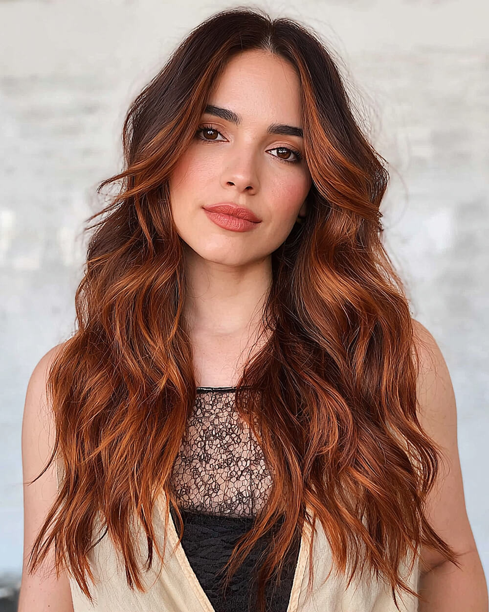 Autumn Copper Balayage for Brunettes