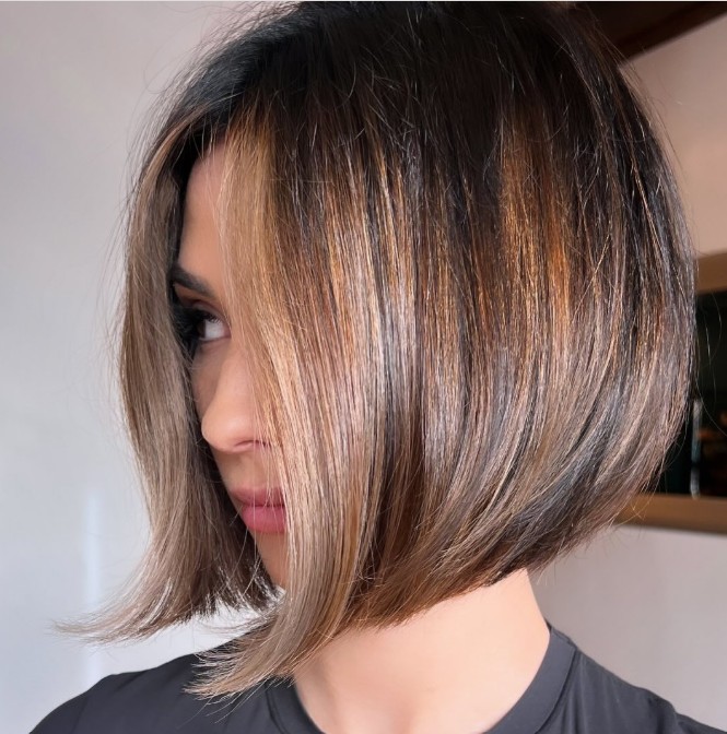 Balayage on Short Brunette Bob