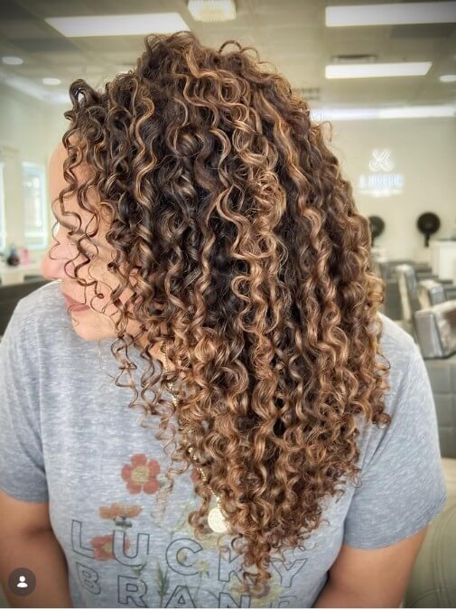 Curly Hair Brunette Balayage Hair