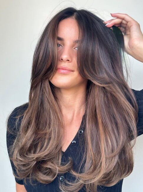 Long Layered Brunette Balayage