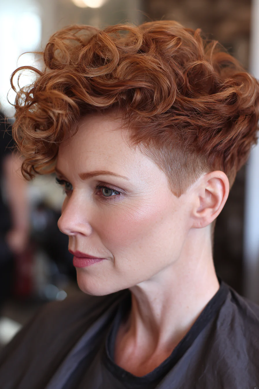 Short Curly Hair with Side Shave