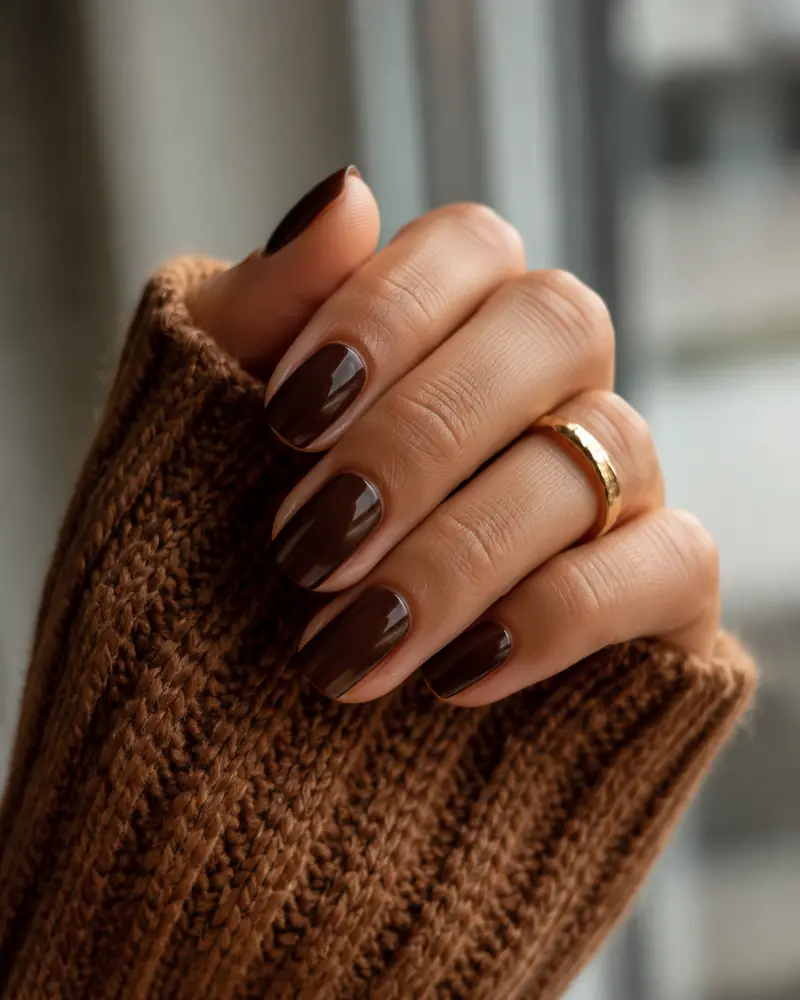 Espresso brown fall nails
