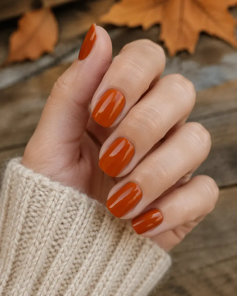 Burnt orange fall nails
