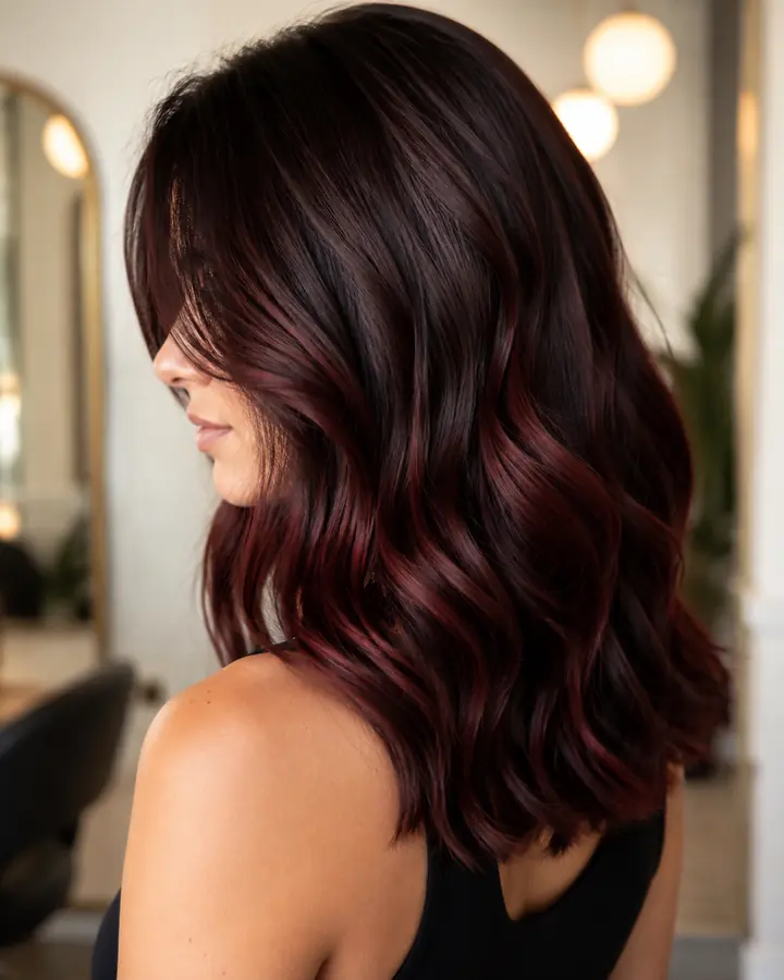 Cherry cola brunette hair color