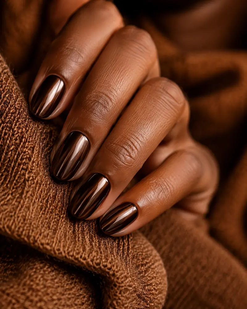Chocolate chrome fall nails
