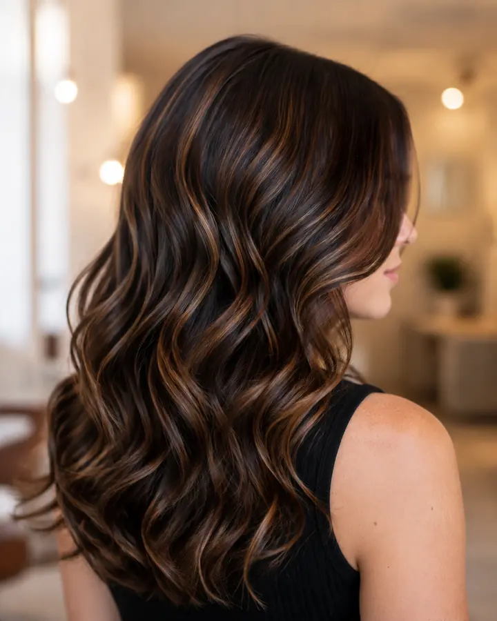 Toffee highlights on brunette hair