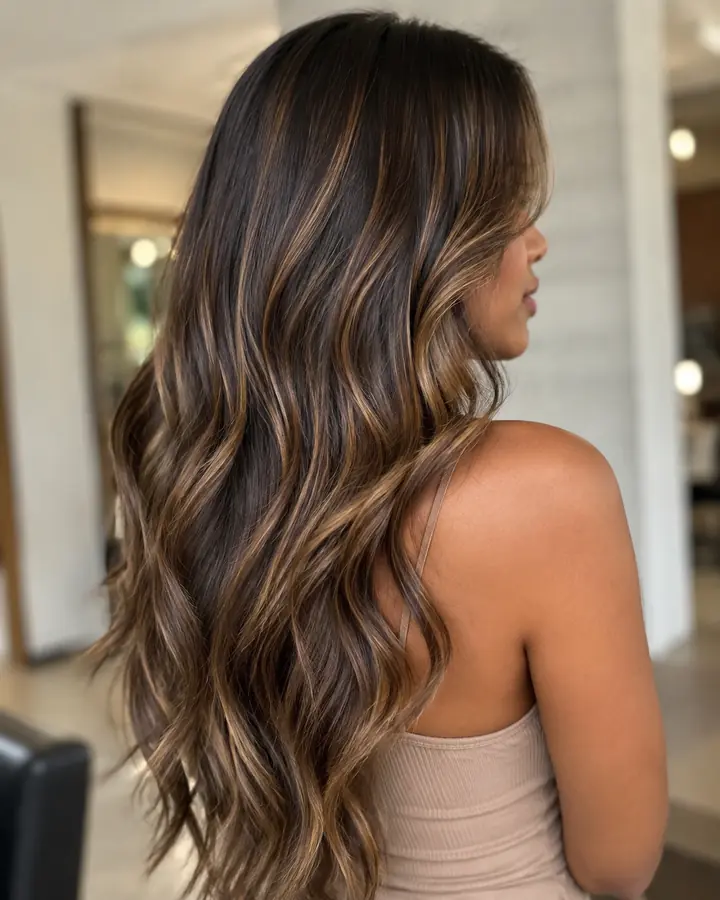 Bronzed brunette hair color