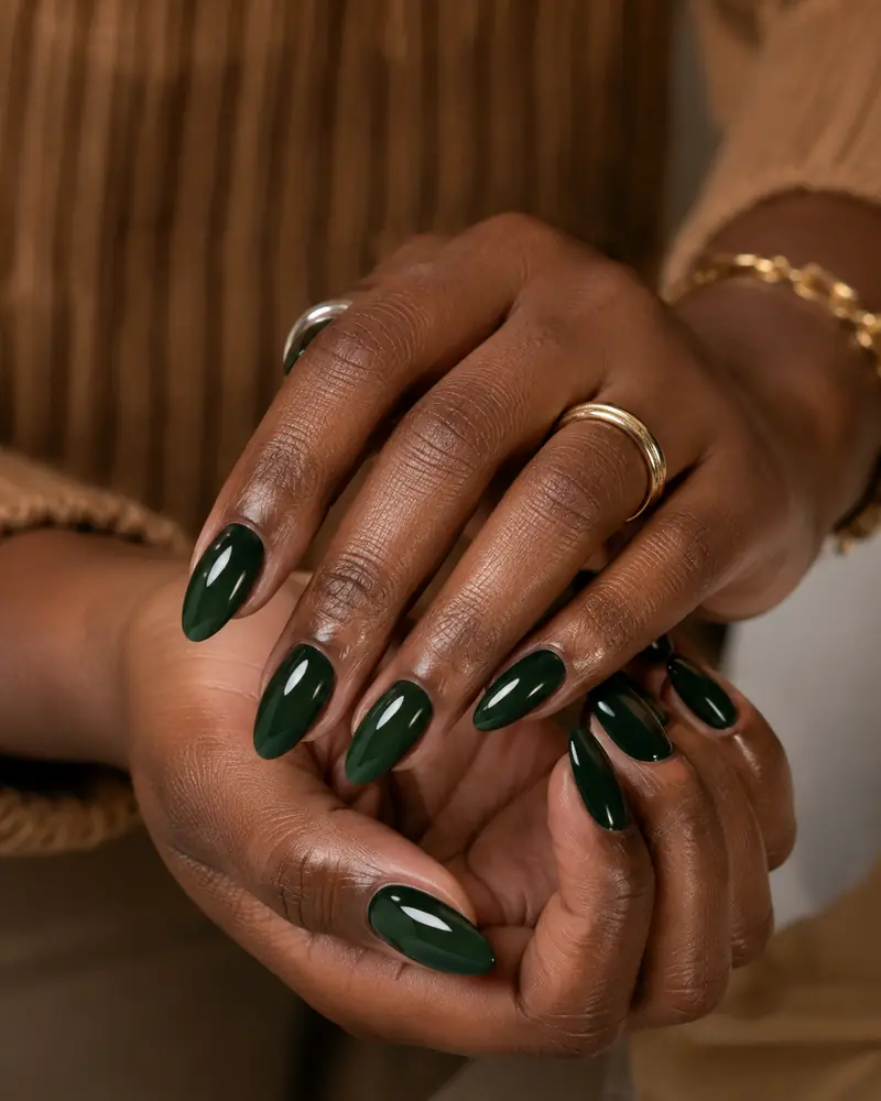 Forest green fall nails