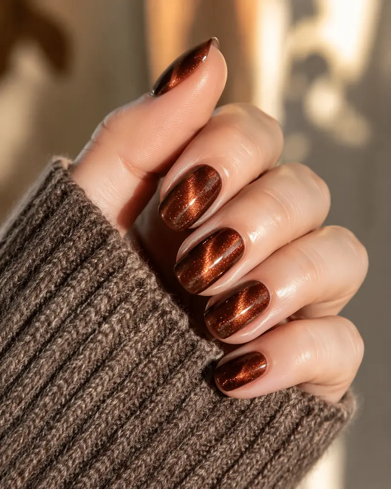 Cinnamon velvet fall nails