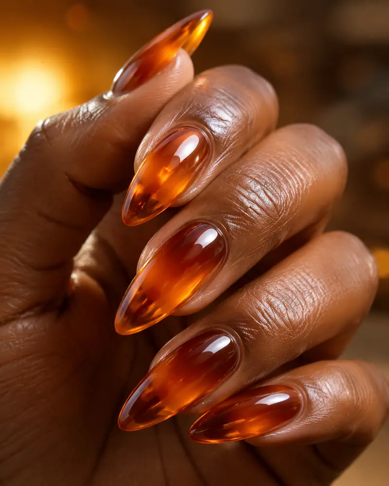 Amber jelly fall nails