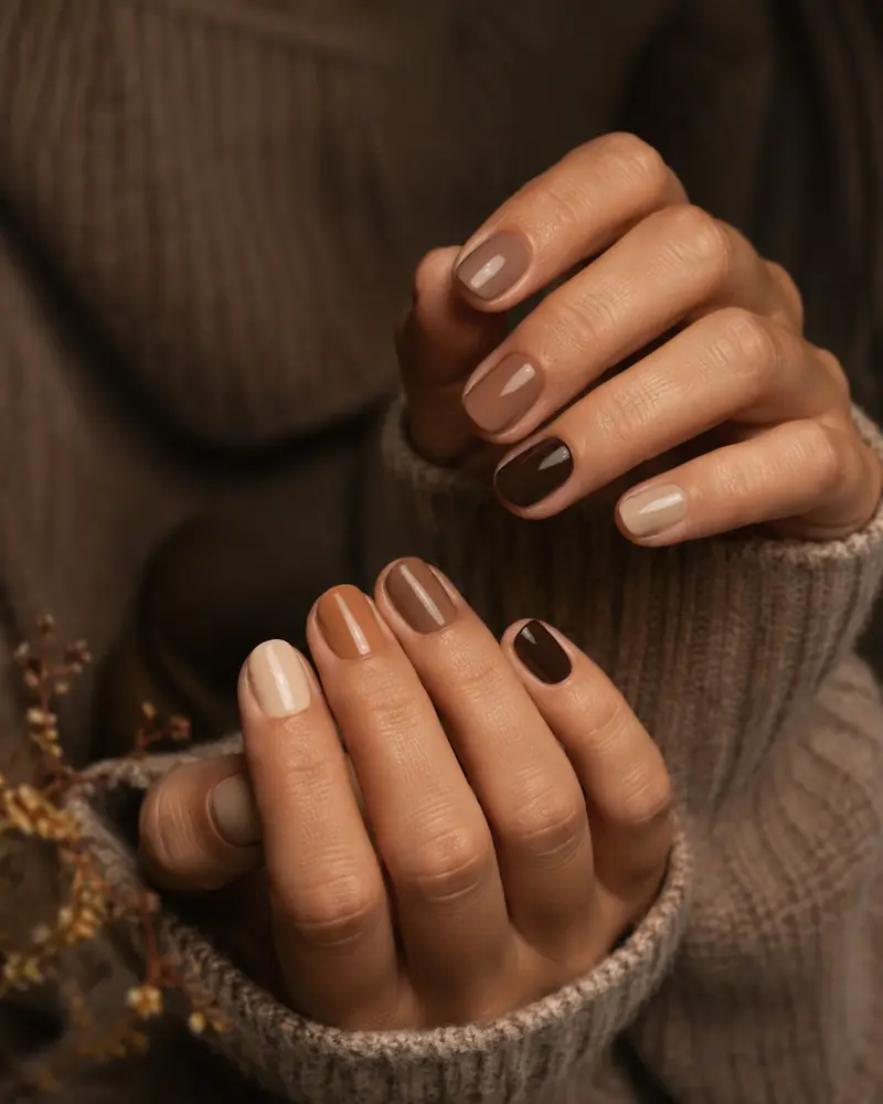 Mix-and-match neutral fall nails