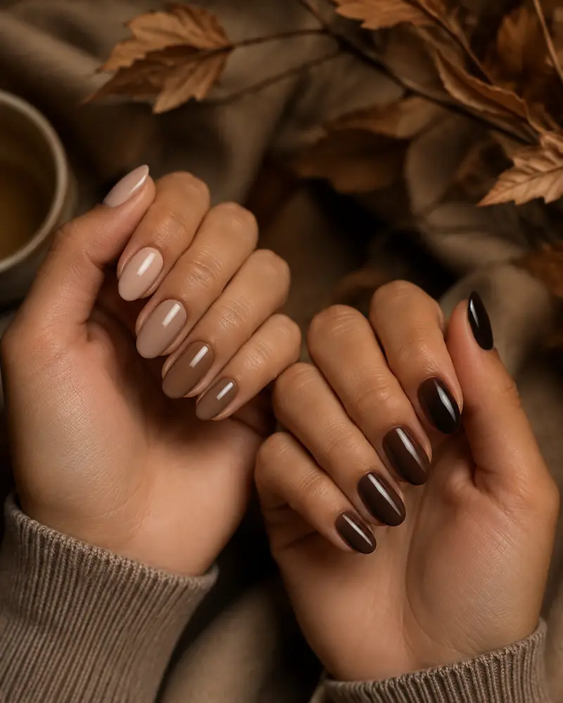 Brown ombre fall nails