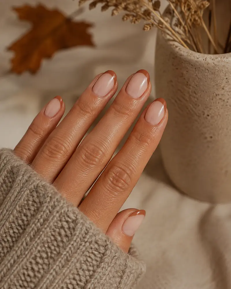 Terracotta French tip fall nails