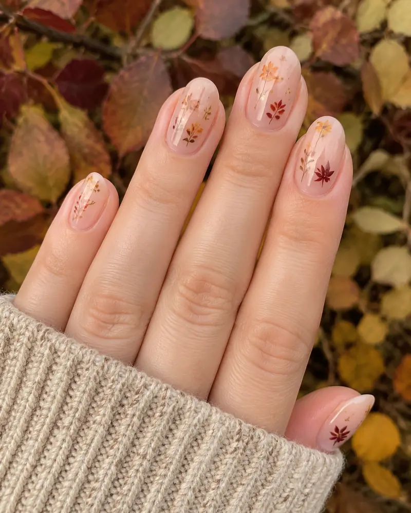 Abstract autumn floral nails