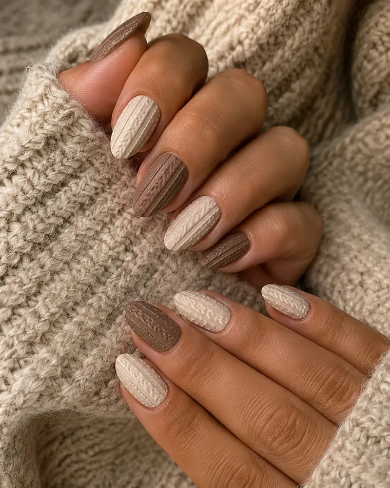 Sweater texture fall nails