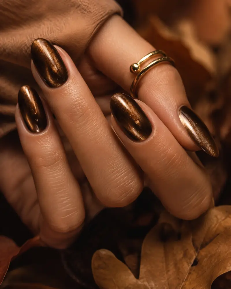 Bronze cat-eye fall nails